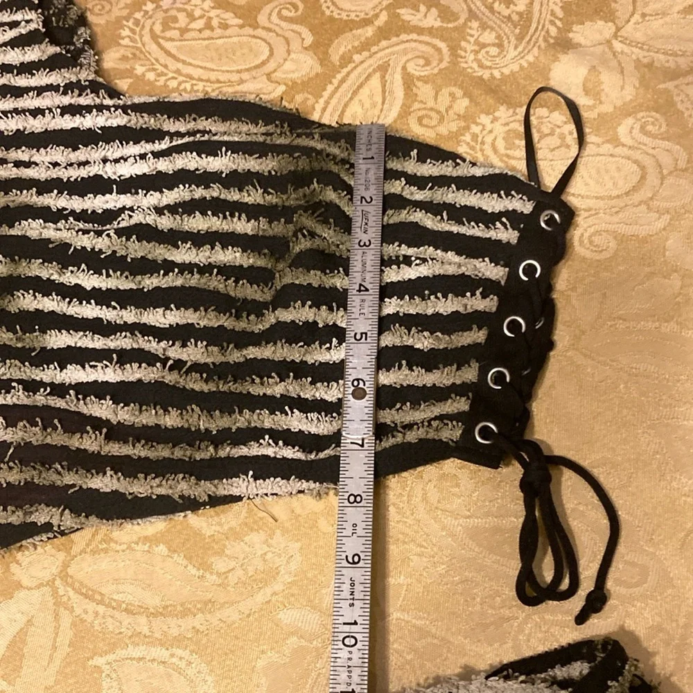 SHEIN ICON Striped One Shoulder Drawstring Side Crop Top & Skirt size M NWT - Picture 12 of 15